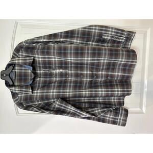 Free Country Men’s Large Lightweight Hiking Shirt Gray Rust Navy 🤍 Trip Ready